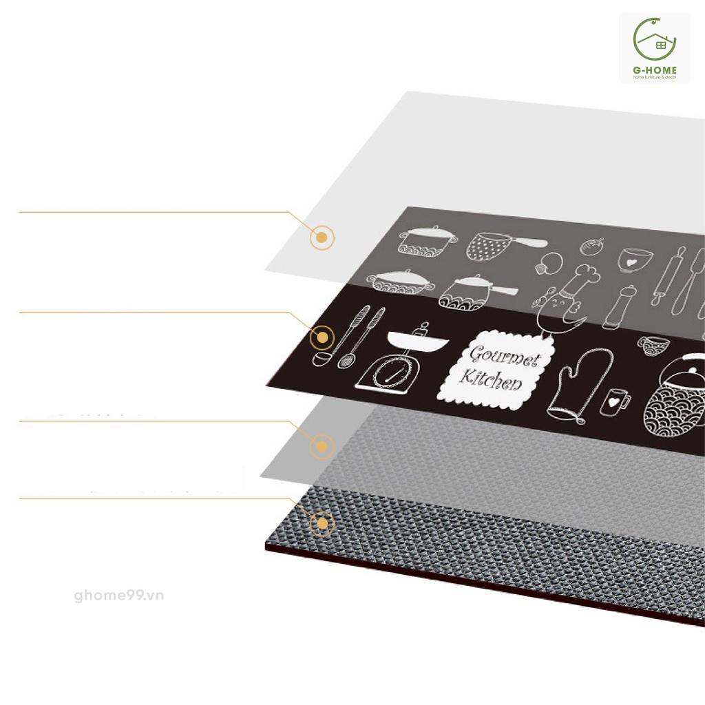 Thảm lau chân nhà bếp cao cấp Ghome, thảm bếp da 3D, không thấm nước, dầu mỡ đế cao su chống trơn trượt TB22M1