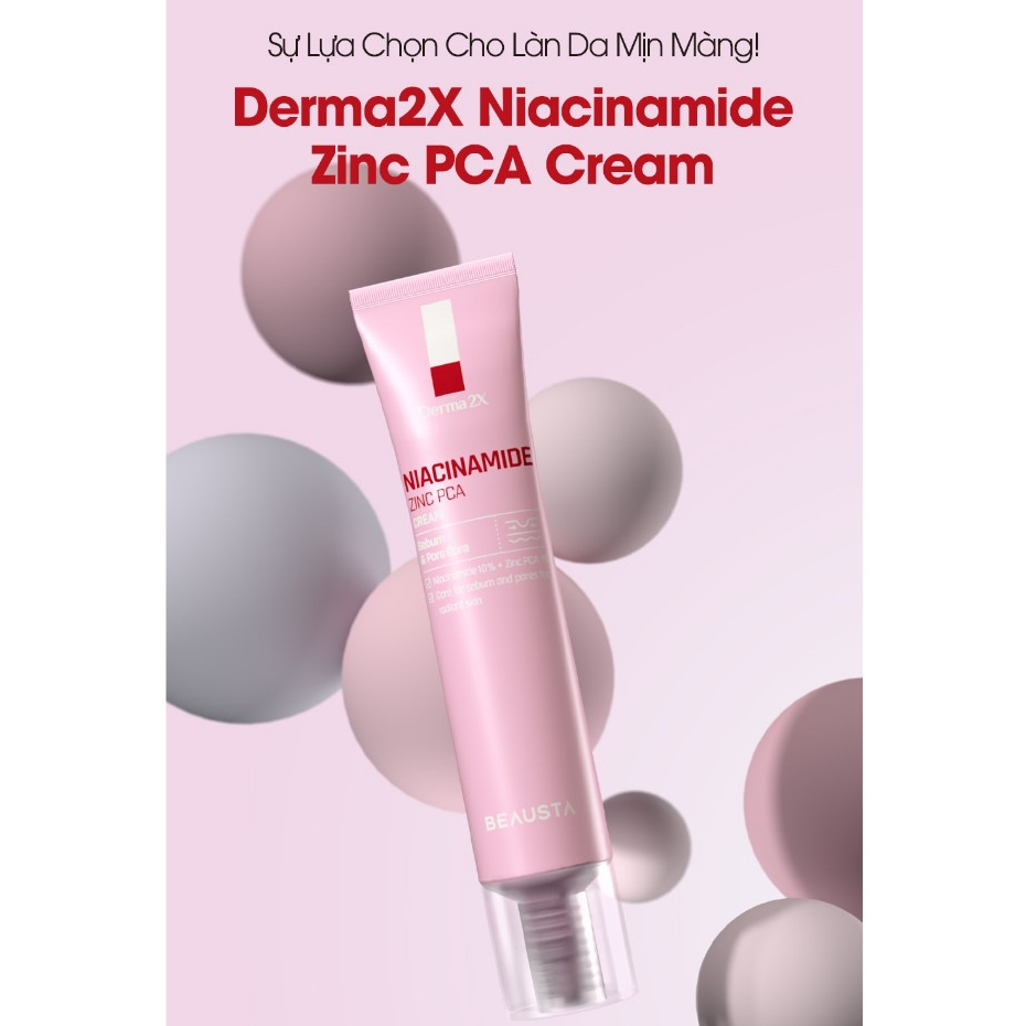 Kem Dưỡng Beausta Dưỡng ẩm Cung cấp dưỡng chất Derma2X Niacinamide Zinc PCA Cream 40ml