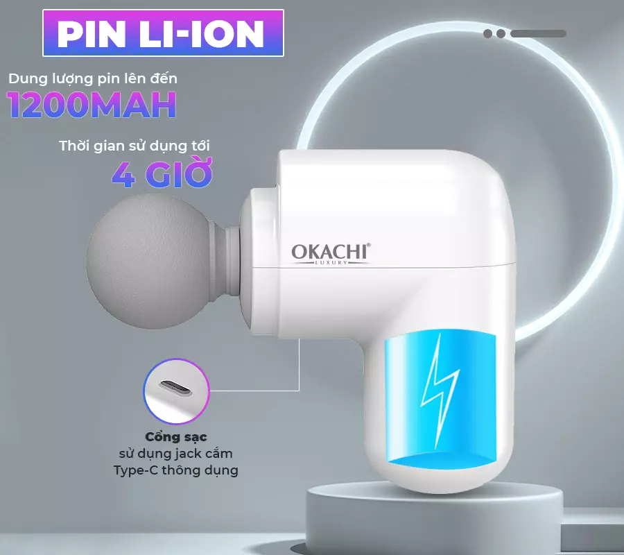Súng Massage Có Đầu Nóng Okachi JP-G3 Màu Đen
