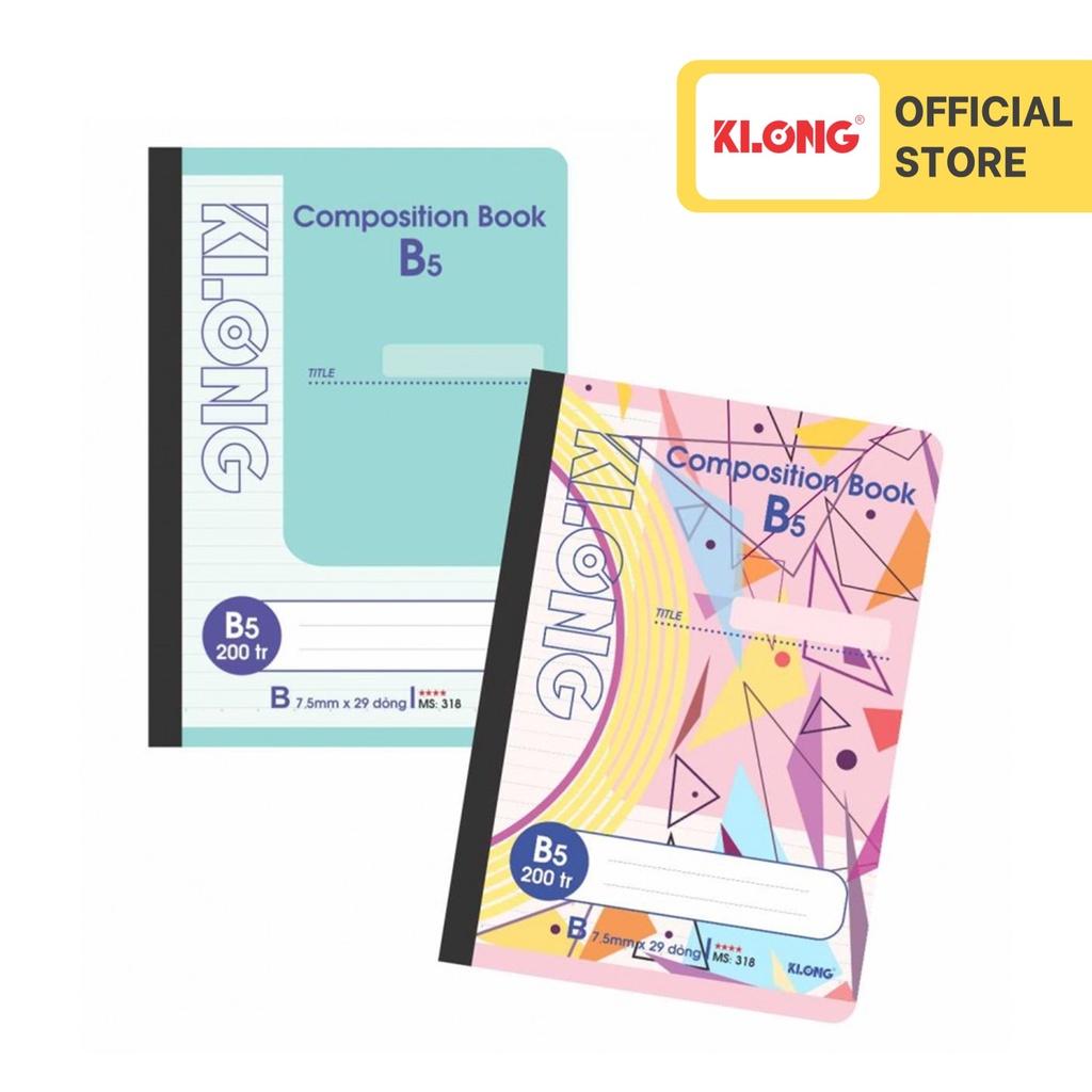 Sổ kẻ ngang may dán gáy Composition book KLONG B5 200 trang 58/92; MS: 318