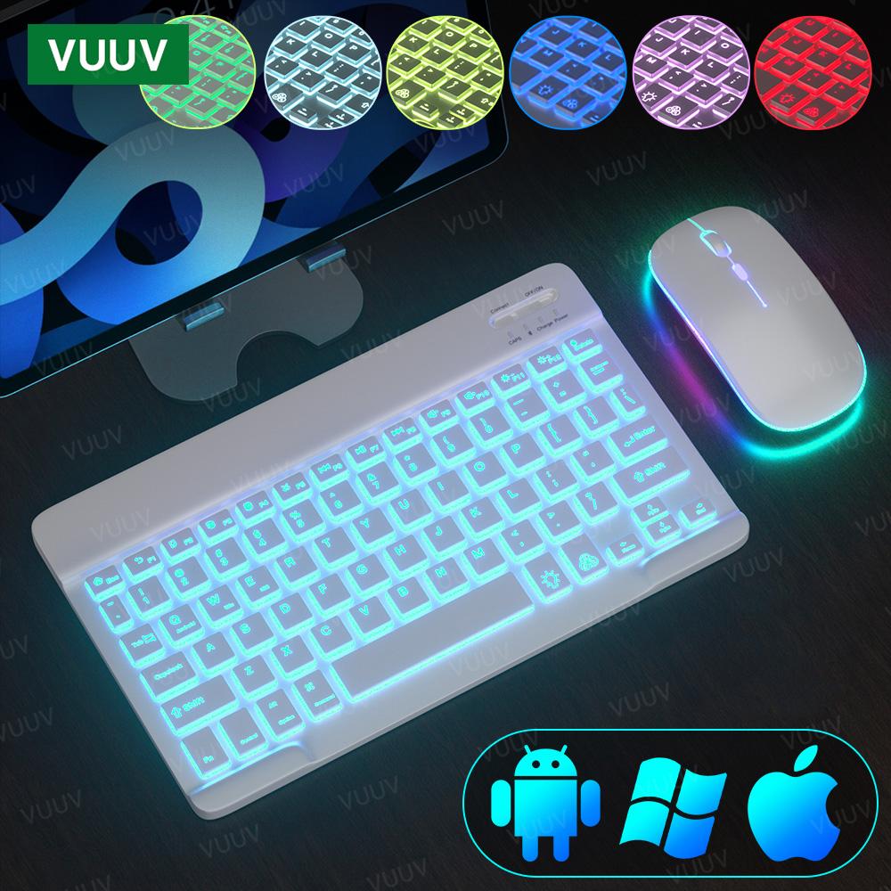 Dành Cho Máy Tính Bảng iPad Bàn Phím Có Đèn Nền Bluetooth Không Dây-Tương Thích Bàn Phím Chuột Dành Cho Android Windows IOS Điện Thoại Máy Tính Bảng Laptop