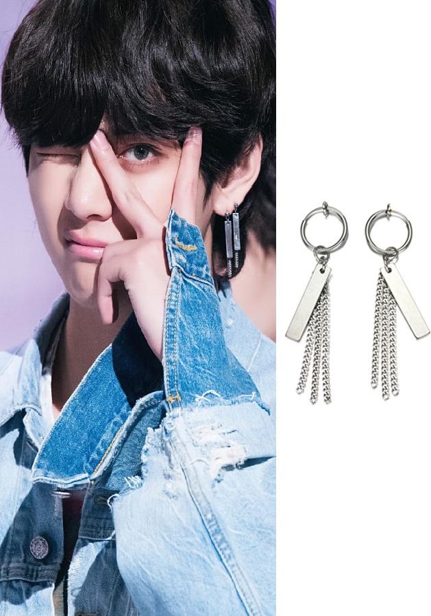 Bông tai sợi mắt xích mix thanh nhỏ idol V BTS