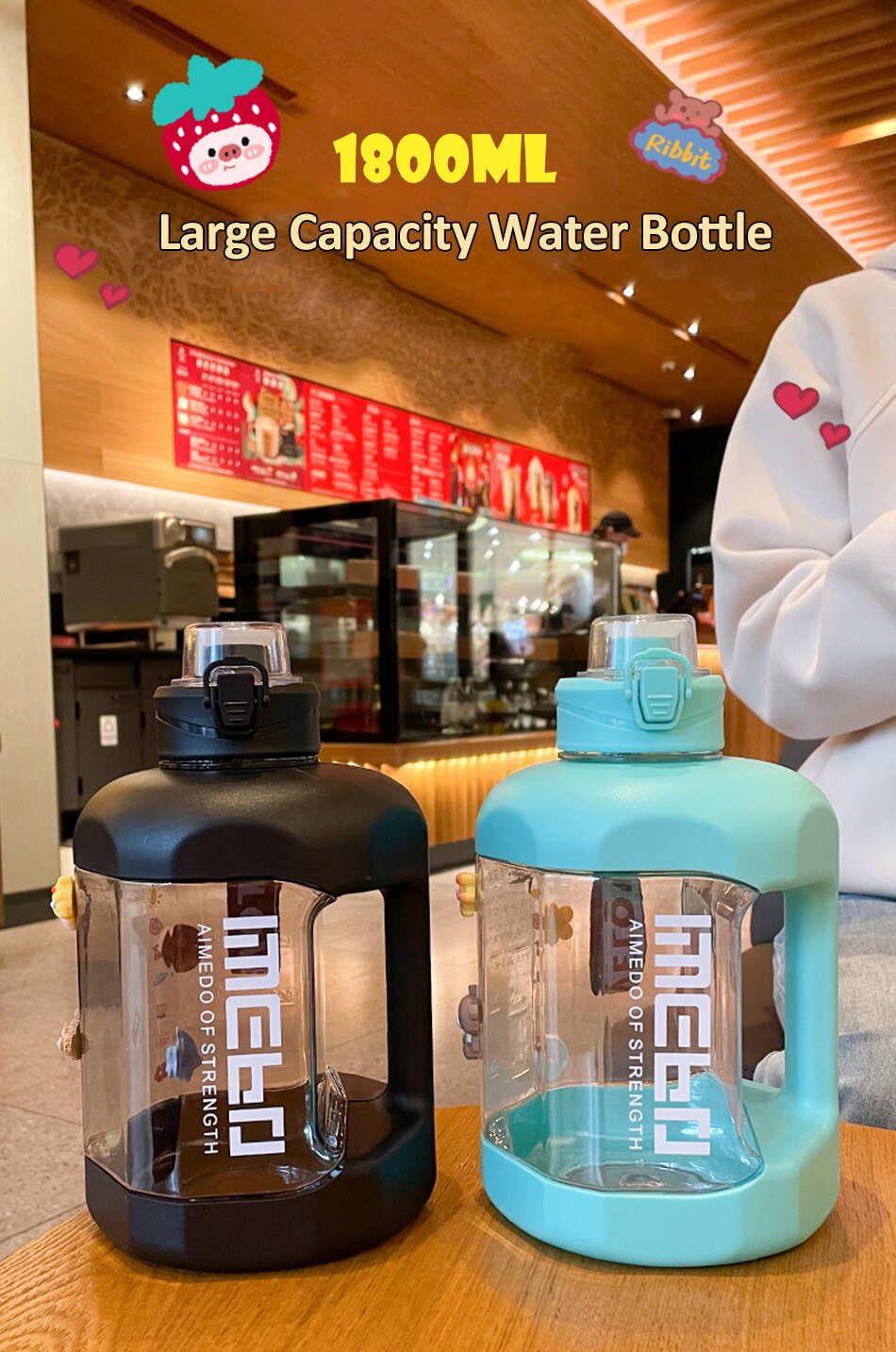 Bình Đựng Nước tập Gym đi du lịch 1800ml cao cấp Water Bottle