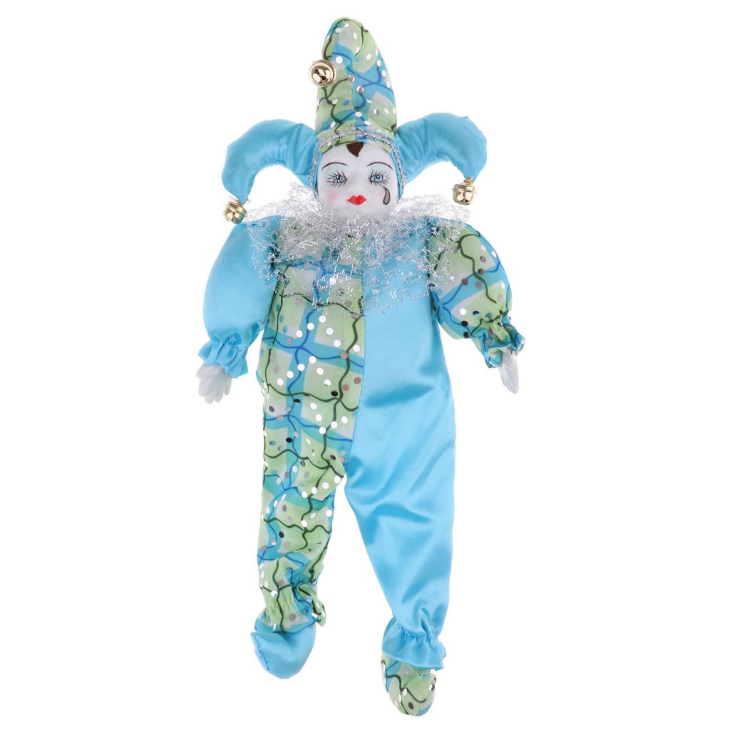 30CM Italian Doll Porcelain Clown Figures Artware Fit for Valentine Gift, for Home Office Display Decor Ornaments