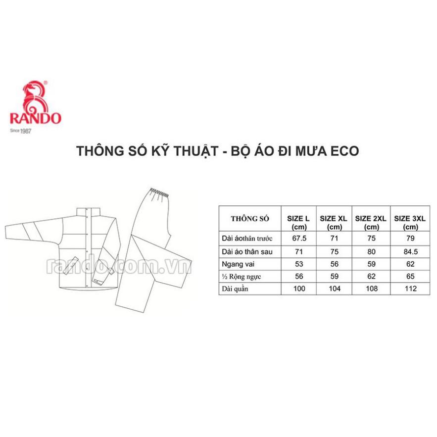 Áo Mưa Bộ RANDO Chính Hãng Thời Trang Vải Dù Cao Cấp Phản Quang Không Thấm Nước Dành Cho Đi Phượt GIÁ SỈ ECO