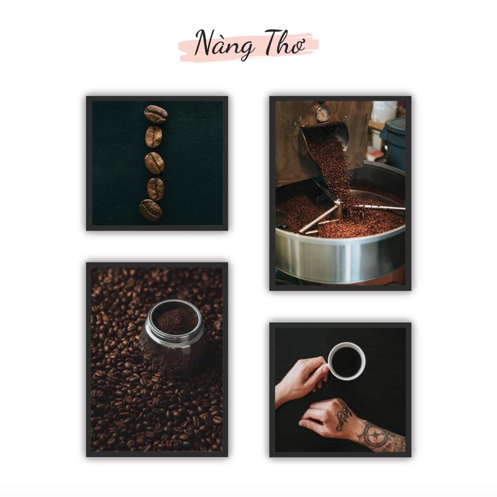BỘ 4 TRANH TIỆM CÀ PHÊ DÁN FORM CỨNG 5mm