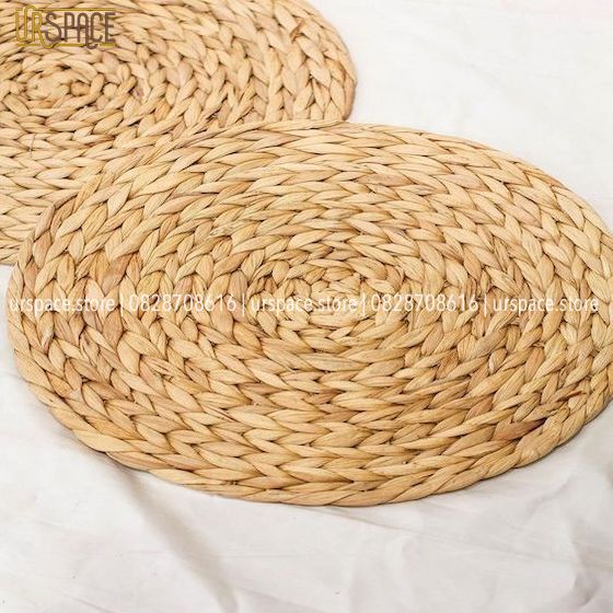 Tấm lót đa năng bằng lục bình đường kính D37/ Round hyacinth place mat D37 natural color