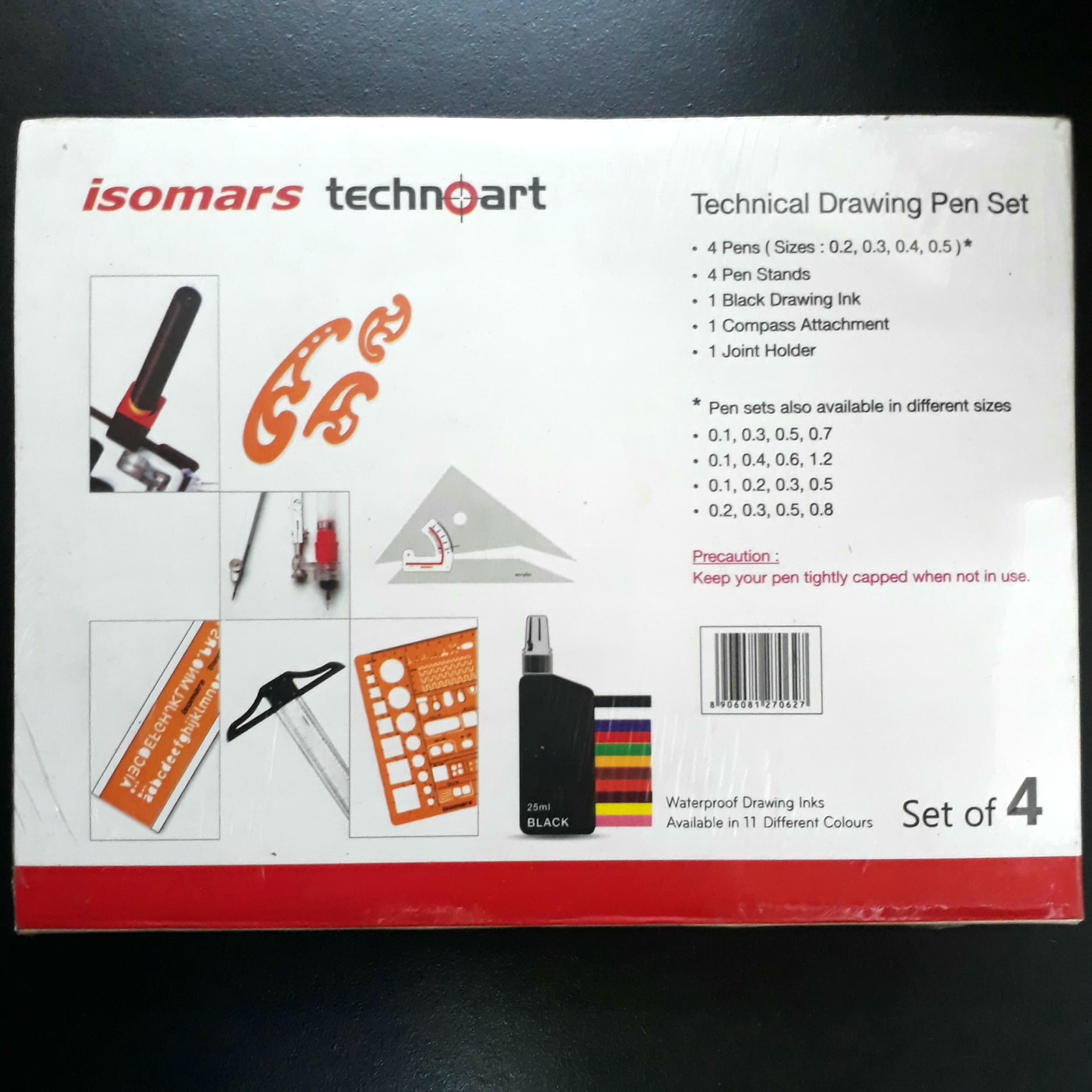 Bộ Bút Vẽ Kỹ Thuật  ISOMARS Technoart Drawing Set Of 4