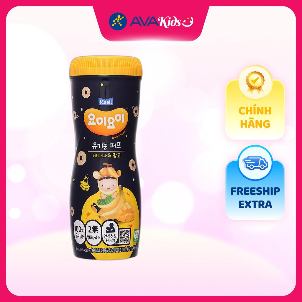 Bánh gạo ăn dặm Maeil Yommy Yommy vị chuối, xoài lon 42g (từ 1 tuổi) - Hàng Chính Hãng