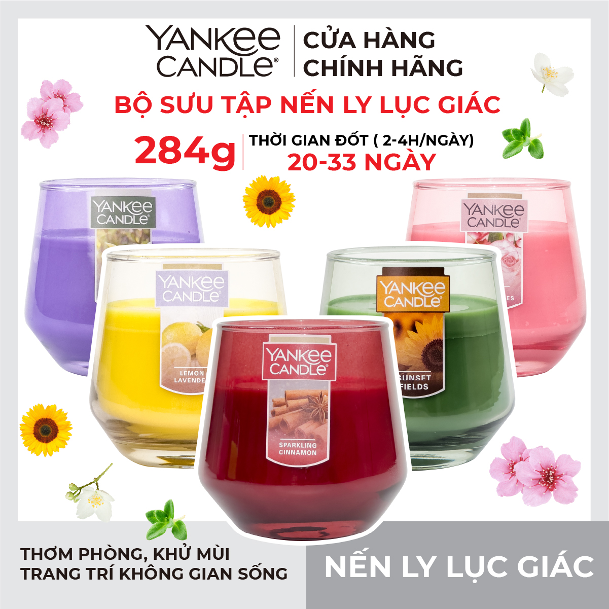 Nến Ly Lục Giác Sáp Đậu Nành 284gram từ Yankee Candle - BST nhiều mùi hương