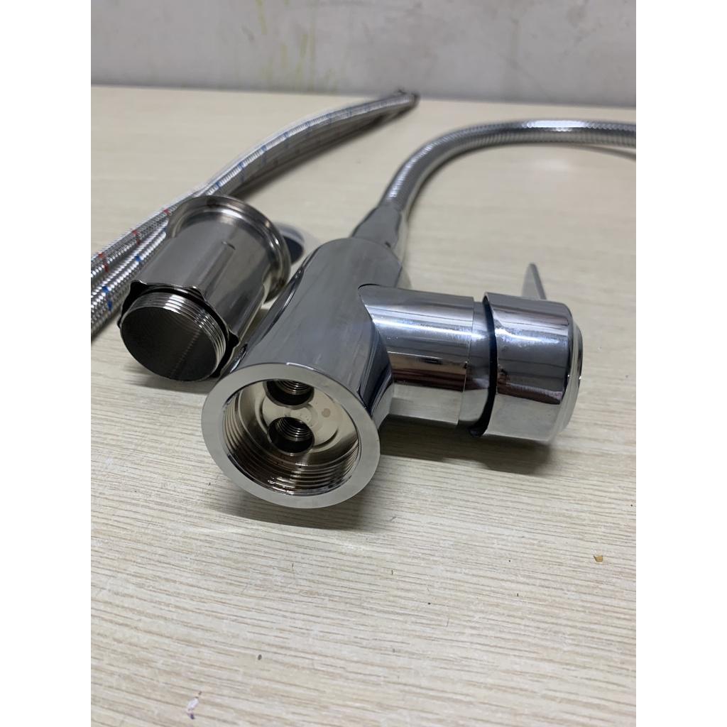 Vòi Rửa Chén Bát Nóng Lạnh Gắn Chậu Cần Mềm Inox Bóng