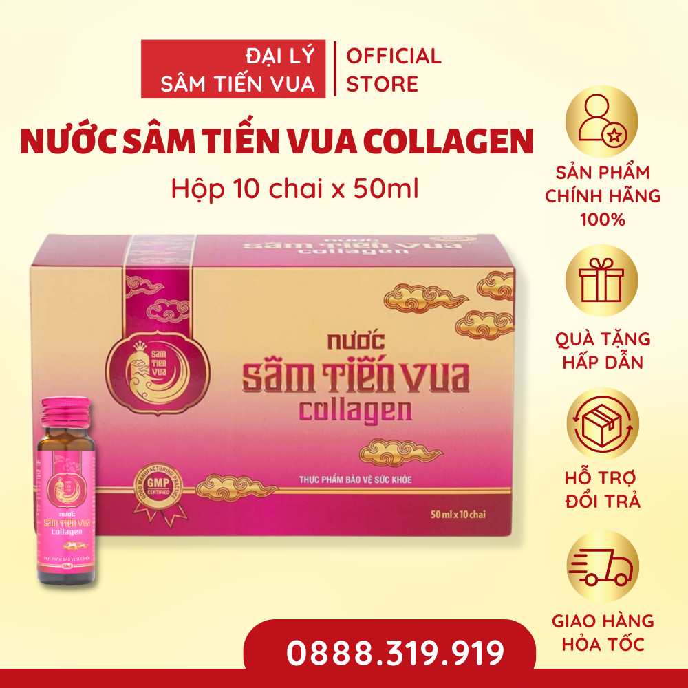 Nước Sâm Tiến Vua Collagen , Hộp 10 Chai , Bồi Bổ Sức Khỏe, Tươi Trẻ Làn Da