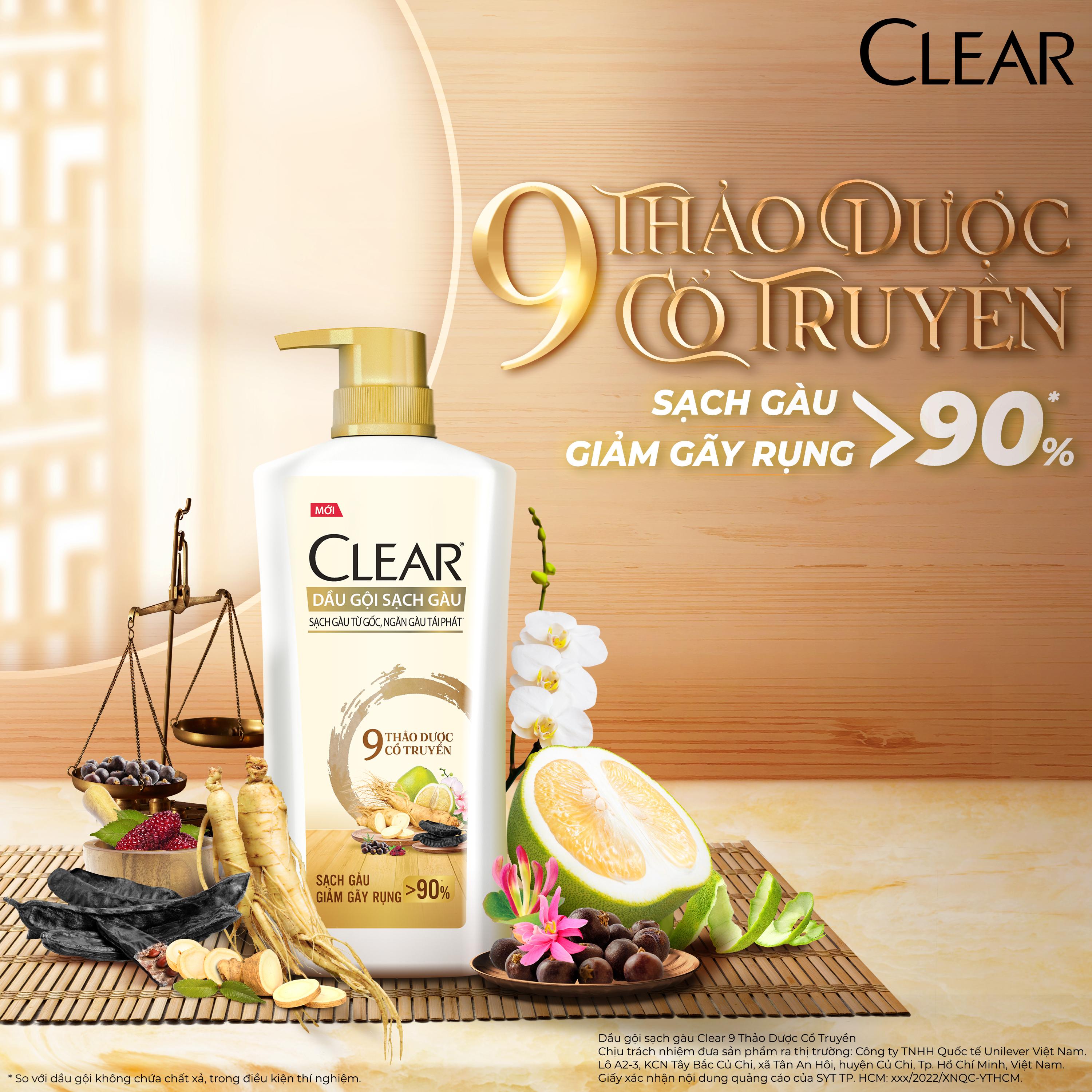 Dầu Gội Sạch Gàu Clear 9 Thảo Dược Cổ Truyền 630g (612ml)