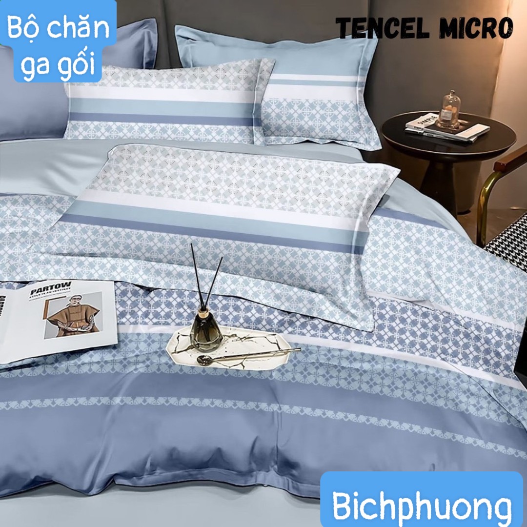 Bộ drap mền tencel hàn quốc 5 món ( 1 drap + 1 chăn chần bông + 3 áo gối) đủ size