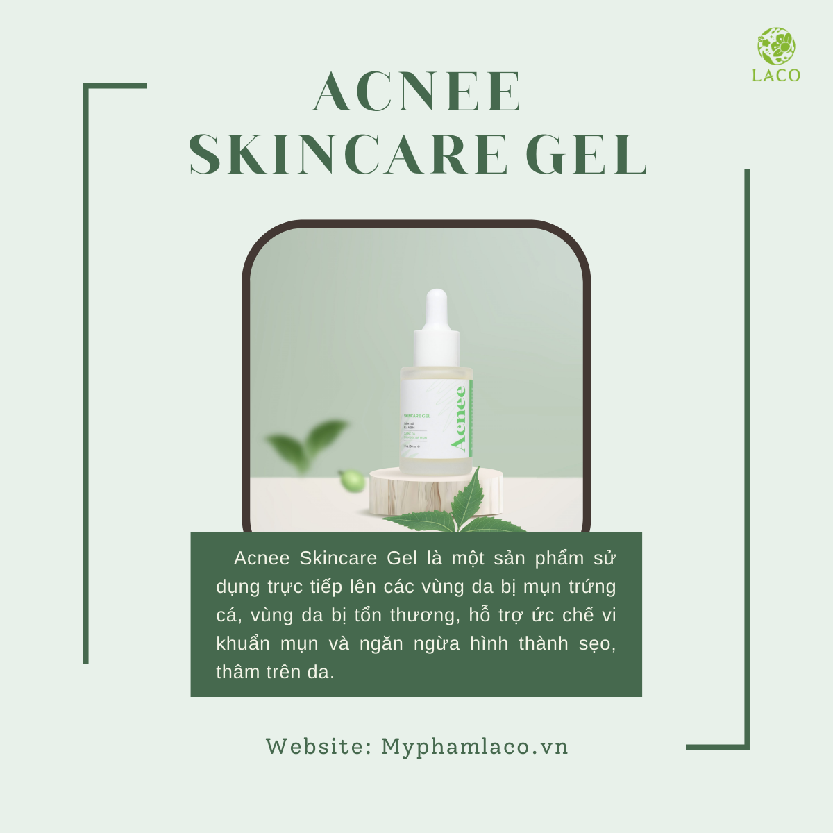 Acnee Skincare Gel - hỗ trợ ức chế vi khuẩn mụn và ngăn ngừa hình thành sẹo, thâm trên da