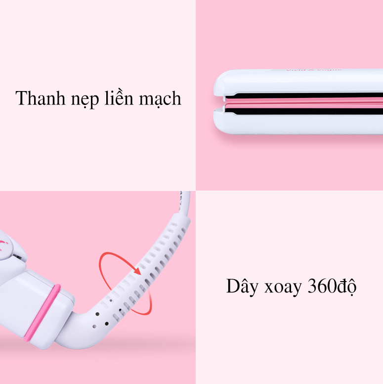 Máy uốn ép tóc 2In1 VIVID&amp;VOGUE️ VAV066B/Màu Trắng, máy làm tóc mini tạo xoăn và ép thẳng chứa tinh dầu Keratin Argan-Hàng chính hãng