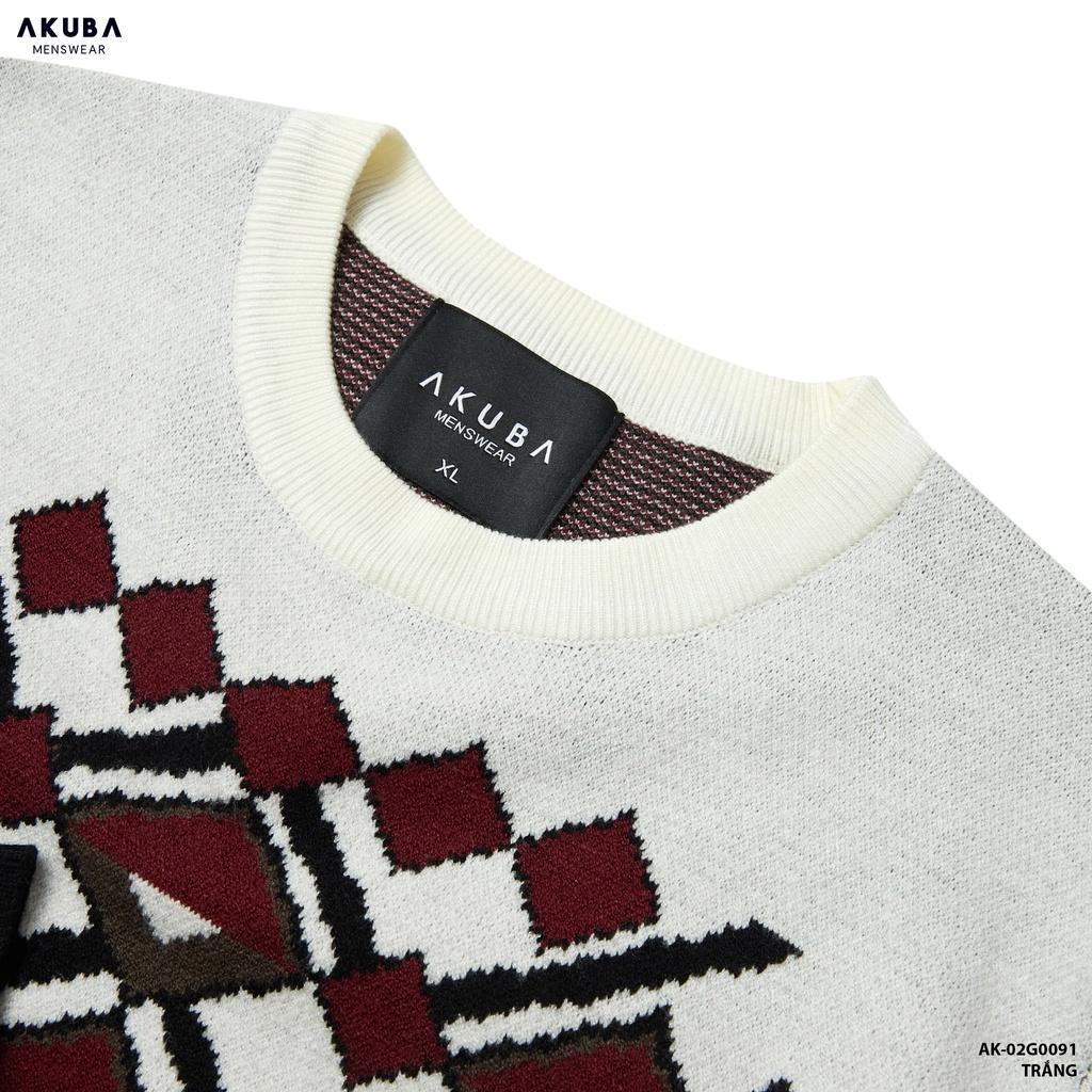 Áo len tay dài Akuba dệt kim, nhẹ, thoáng khí, họa tiết | 02G0091