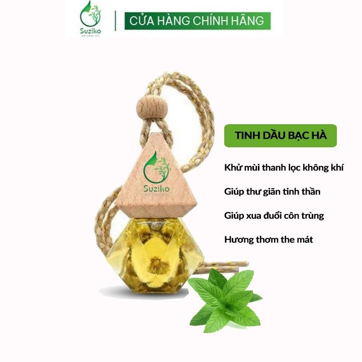 Tinh dầu treo xe ô tô SUZIKO nguyên chất, hương Quế, Bạc Hà, Sả Chanh, Phong Lữ khử mùi, tỉnh táo, chống say xe loại 7ml