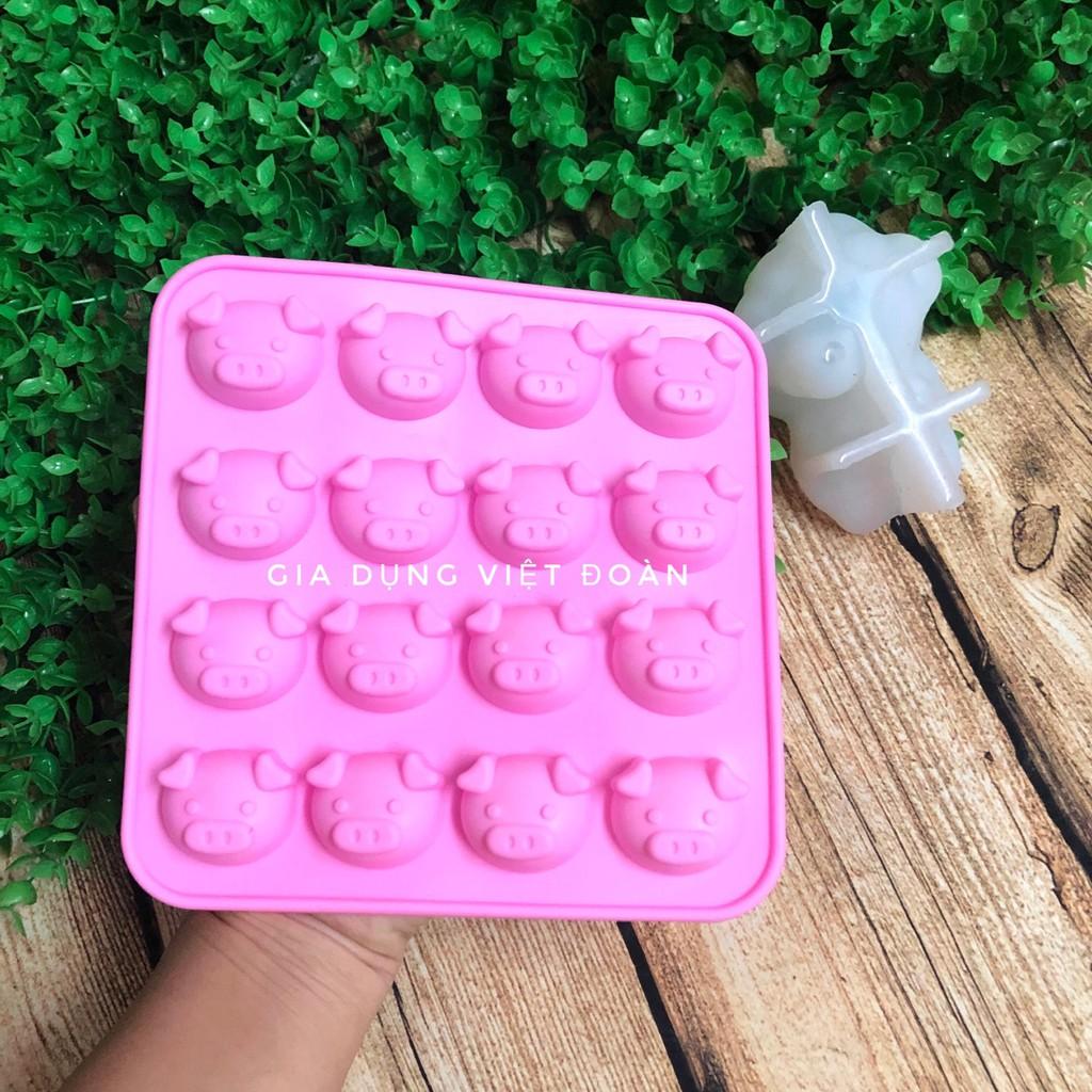 Khuôn SILICON làm chè Heo tắm tiên + 16 Mặt Heo. Làm chè thạch rau câu đầu heo dễ thương. Mềm dẻo co giãn dễ vệ sinh