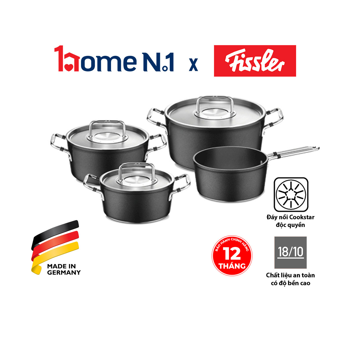 Bộ Nồi 4 Món Fissler Luno Black