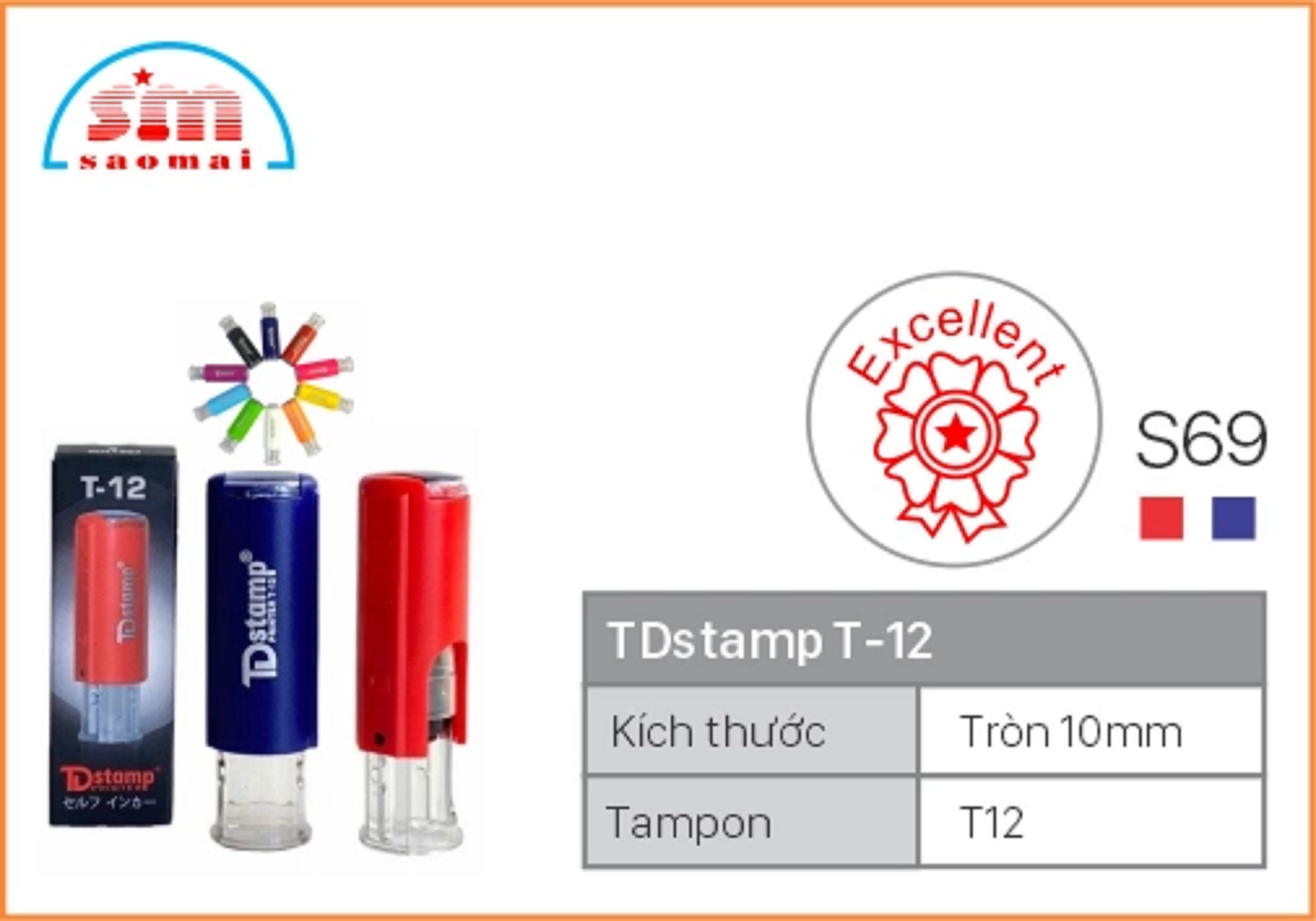 Dấu TD T12 Happy Icon 10mm - S69