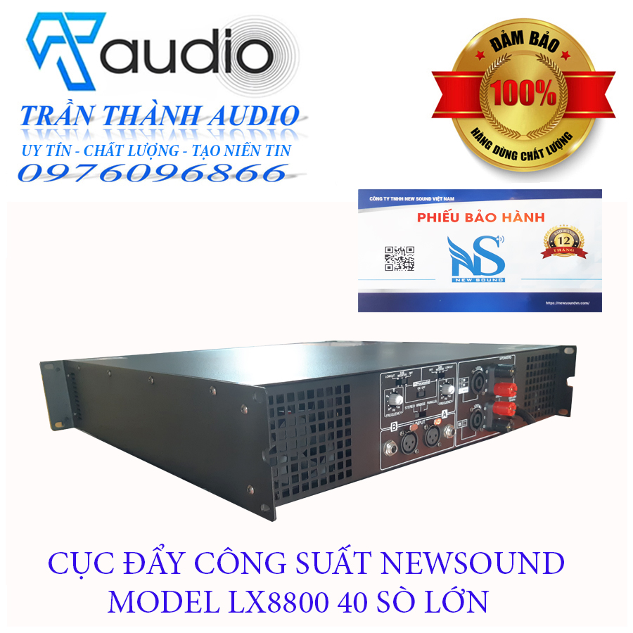 Cục Đẩy Công Suất 2 Kênh Newsound LX8800 40 sò lớn 1800W đánh full bass 30-40,hàng chính hãng nhập khẩu thế hệ 2023,tặng dây kết nối