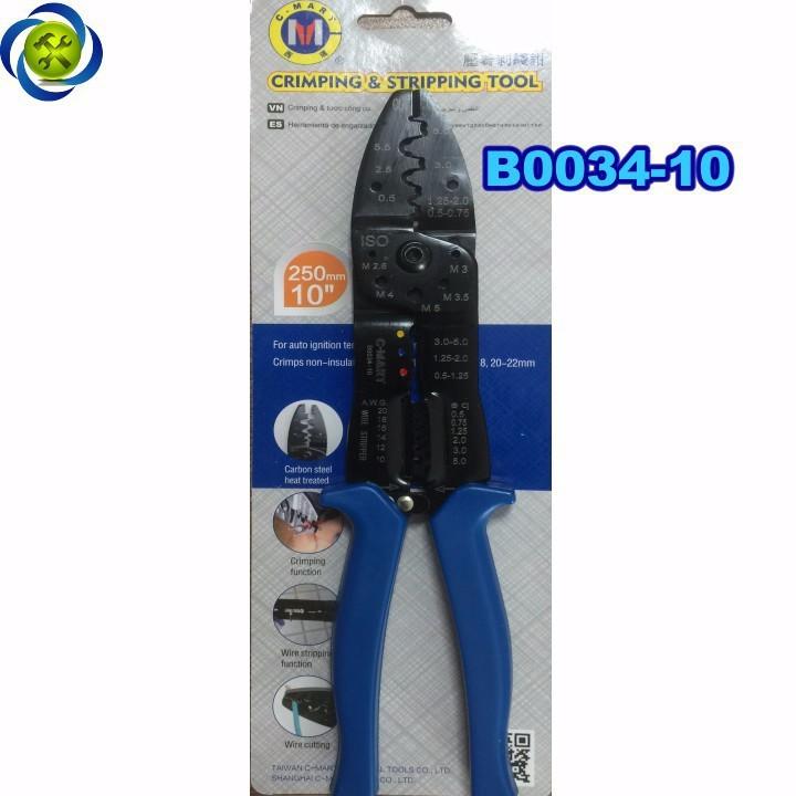 Kềm cắt, tuốt, bấm cos dây điện C-Mart B0034-10