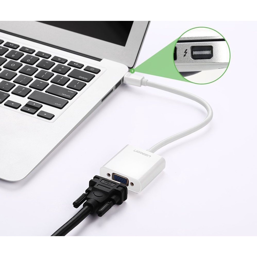 Cáp Chuyển Đổi Mini DP To VGA Ugreen 10403 Tương Thích Mọi Loại Thiết Bị Trình Chiếu Hàng Chính Hãng