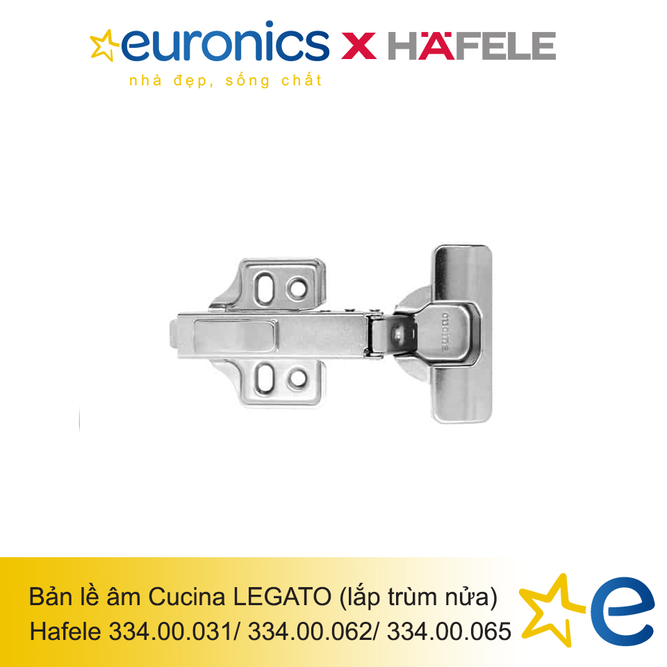 BẢN LỀ ÂM HAFELE CUCINA LEGATO LẮP TRÙM NỬA/334.00.031 - HÀNG CHÍNH HÃNG ( BỀ MẶT: INOX 304/ MẠ NIKEN SÁNG/ MẠ NIKEN ĐEN)