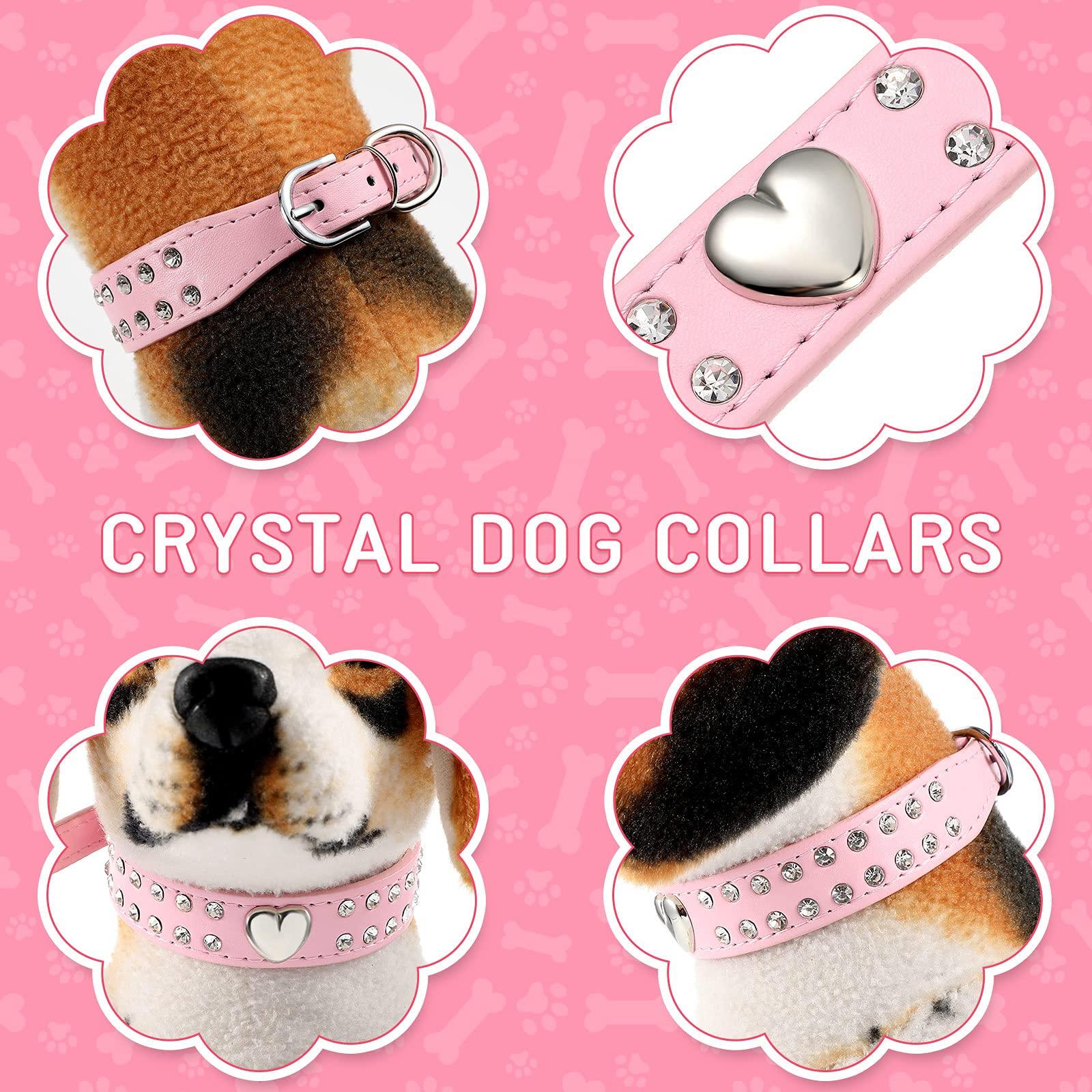 Vòng cổ Dog Vòng cổ có thể điều chỉnh vòng cổ pha lê trong vòng rhinestones bling chó trong da pu trái tim cho chó nhỏ và vừa có kích thước, kích thước S