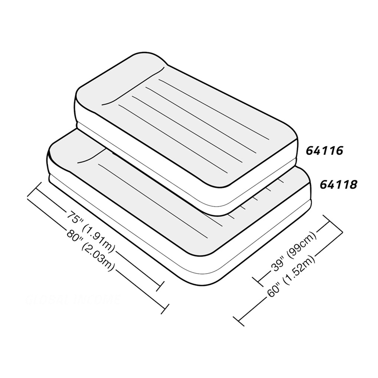 Đệm hơi đôi tự phồng công nghệ mới 1m52 INTEX 64118