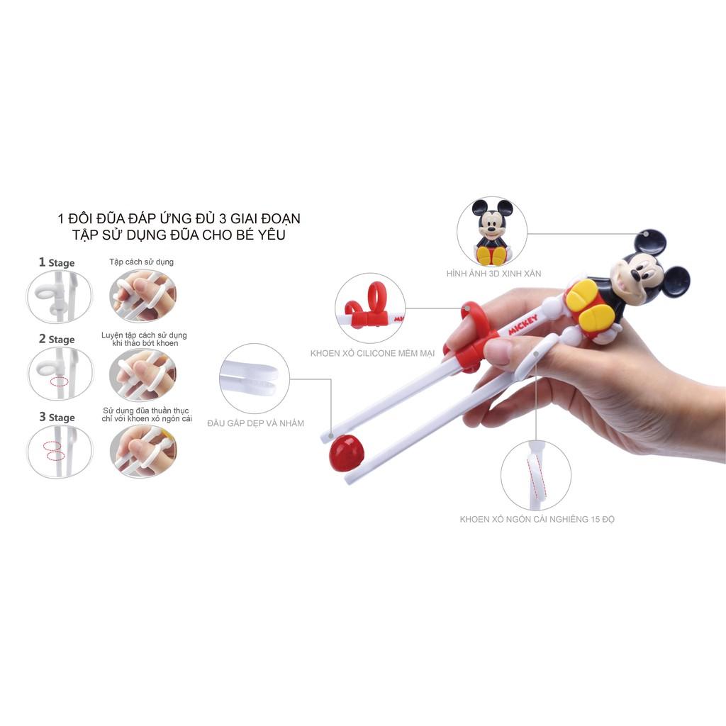 Đũa tập ăn 3D Mickey,Minnie...-Disney kèm hộp đựng cho bé.