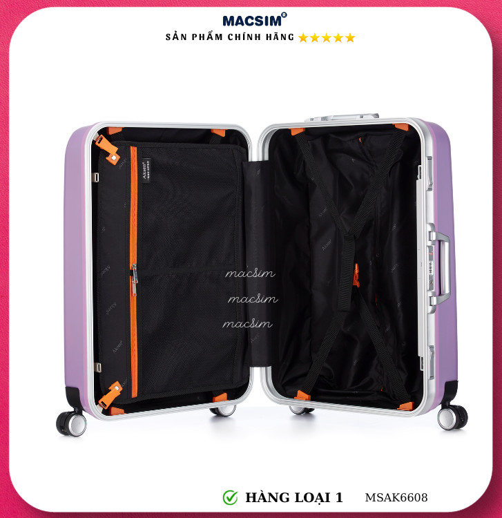 Vali cao cấp Macsim Aksen hàng loại 1 MSAK6608 cỡ 20inch ( màu tím)