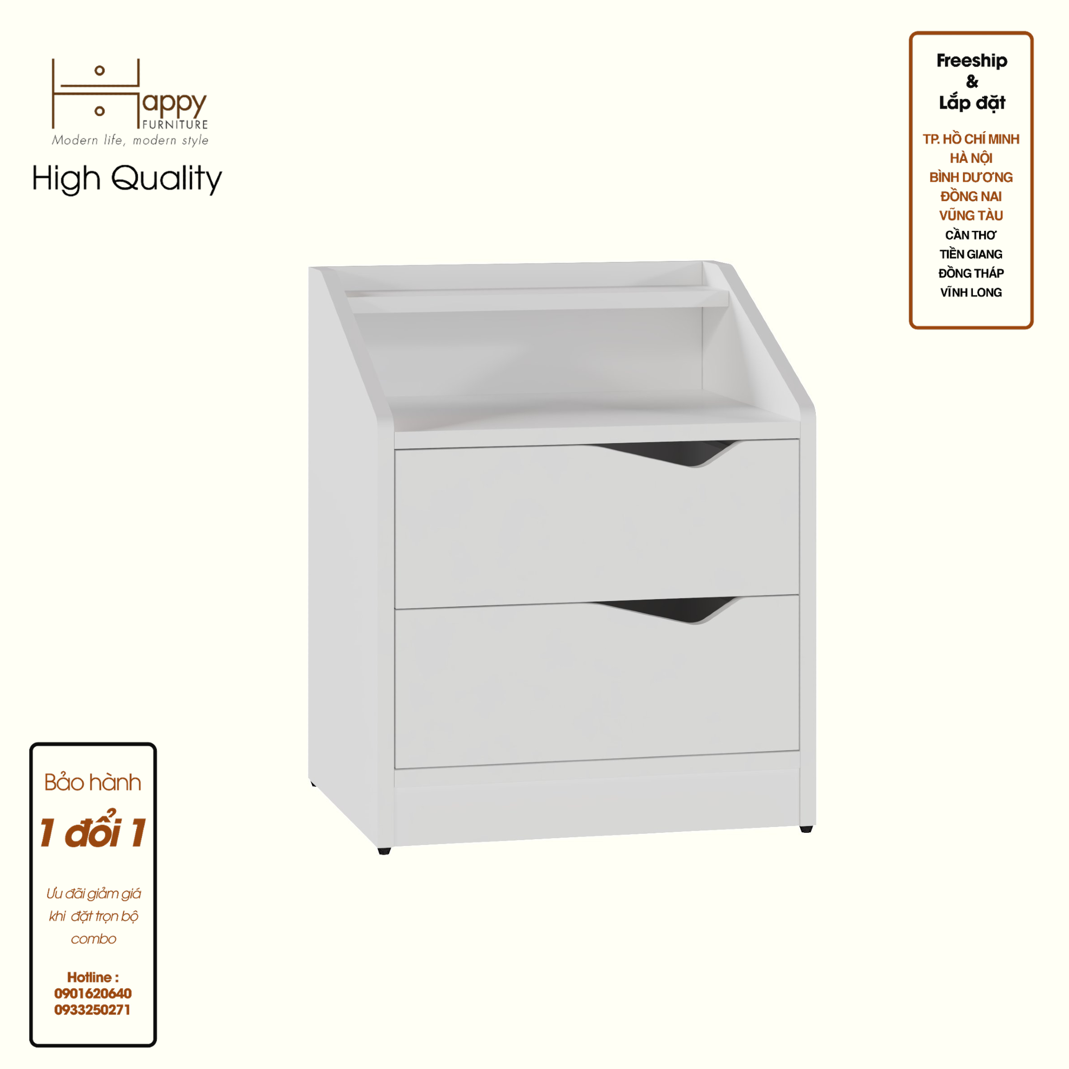 [Happy Home Furniture] WINNI, Táp đầu giường 2 ngăn kéo , 46cm x 40cm x 56cm ( DxRxC), THK_138