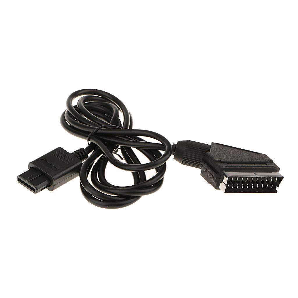 1.8m/6ft RGB Scart Cable AV Stereo Cord Audio & Video TV Lead for SNES  N64 NTSC Nintendo 64 Super Nintendo Game Consoles - Black