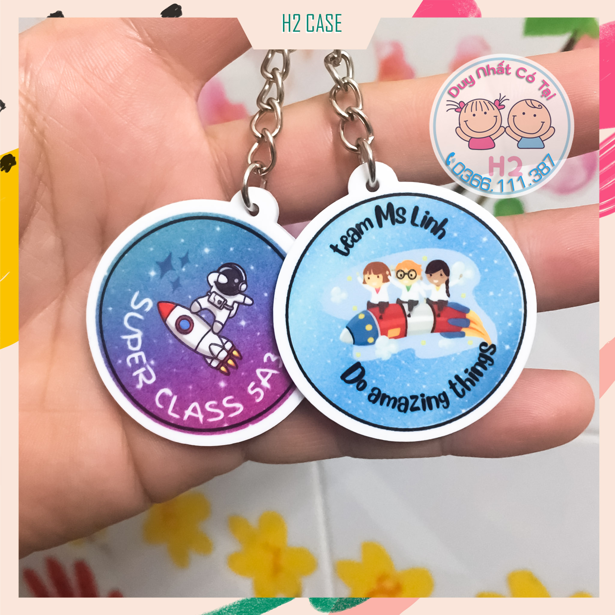 Móc khóa Mica 2 mặt in theo yêu cầu