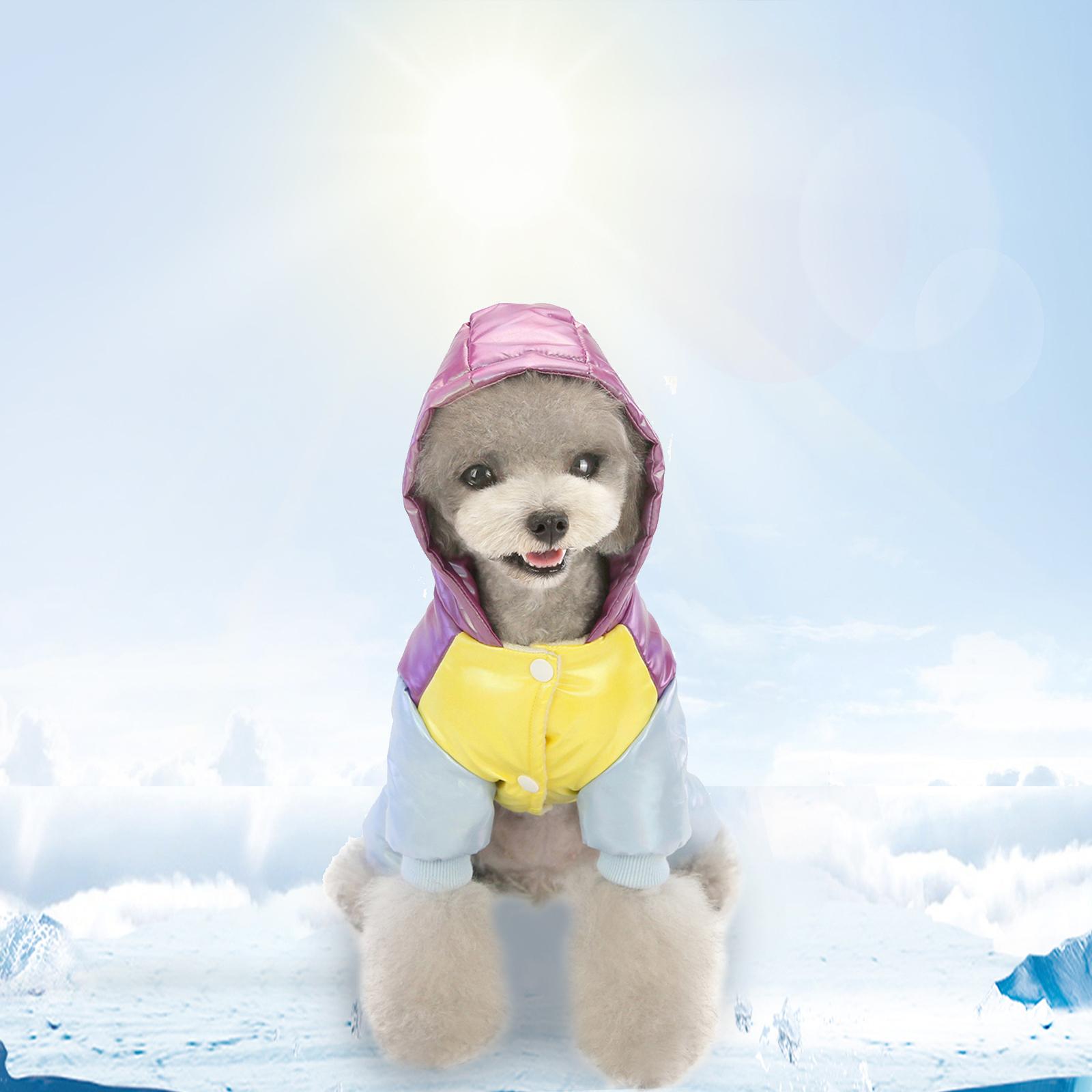 Áo khoác phao mùa đông cho chó có mũ trùm đầu với lớp bông lóp mềm mại ấm áp