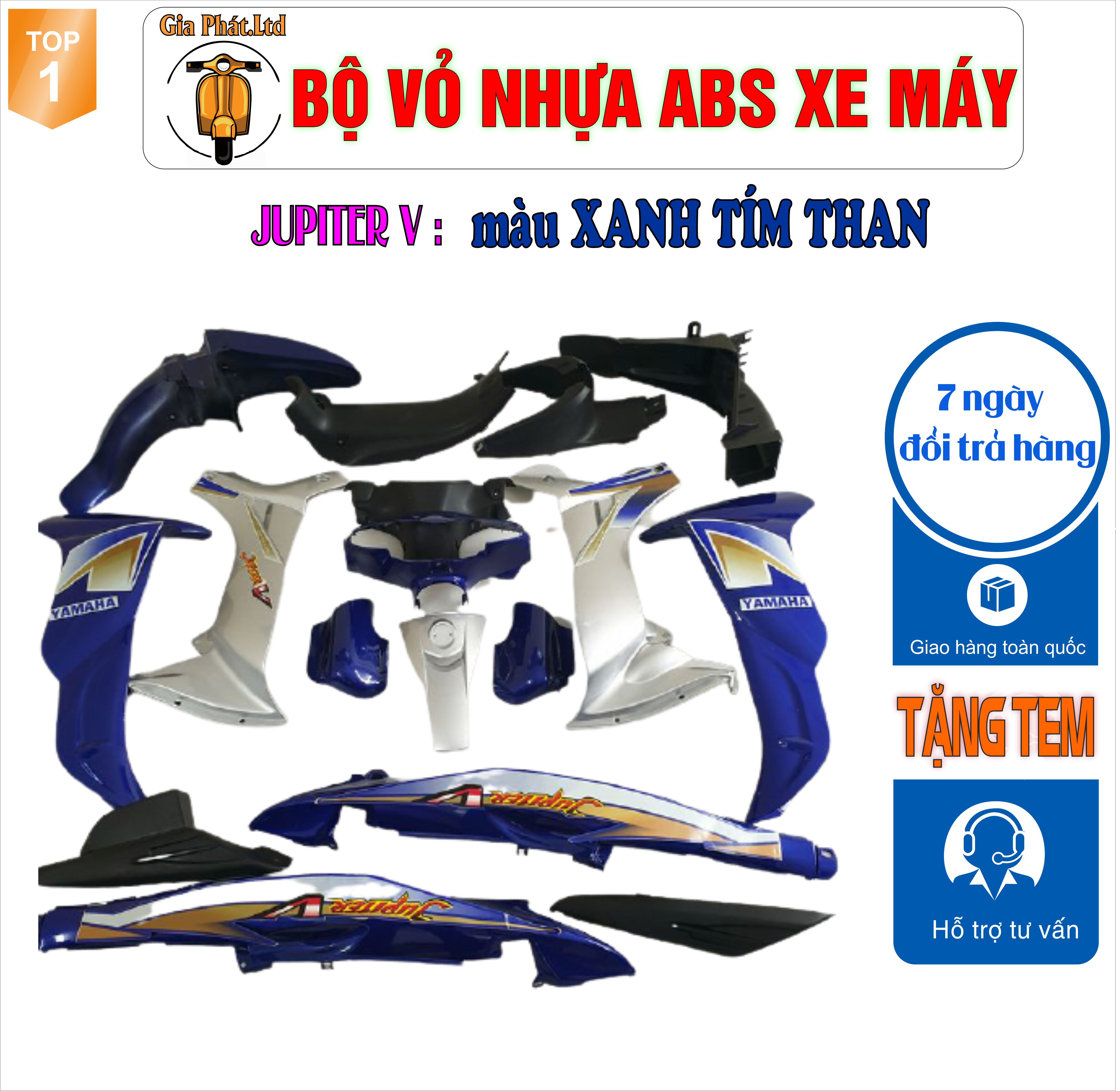 Bộ nhựa áo xe JUPITER V nhựa ABS cao cấp màu XANH TÍM THAN- TKB-668
