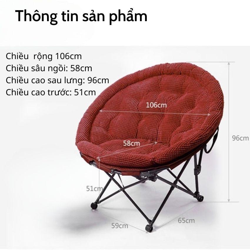 Ghế Sofa Lười Thư Giãn Nệm Tròn, Ghế Mặt Trăng Chất Nhung Len Gấp Gọn