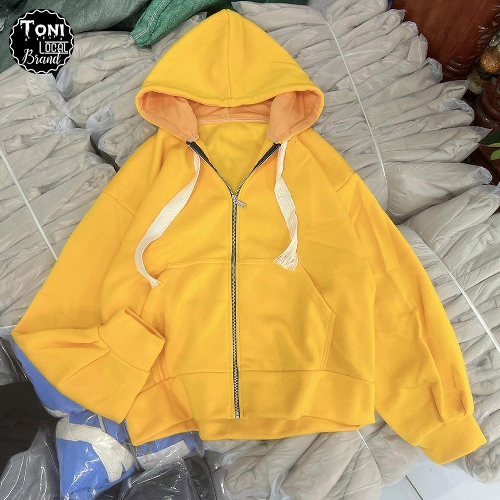 Áo Hoodie Basic Nỉ Ngoại Dây To - Áo Khoác Nỉ Trơn form bán lửng Unisex