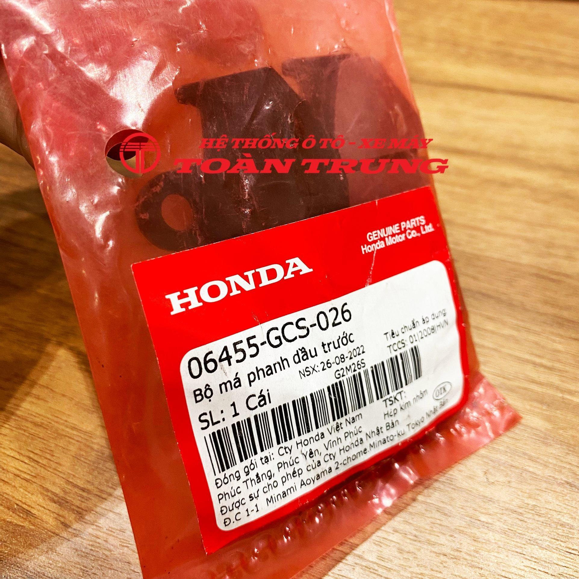 Bộ má phanh dầu trước LEAD 110 (2009-2013) chính hãƞg honda &quot;06455GCS026&quot;