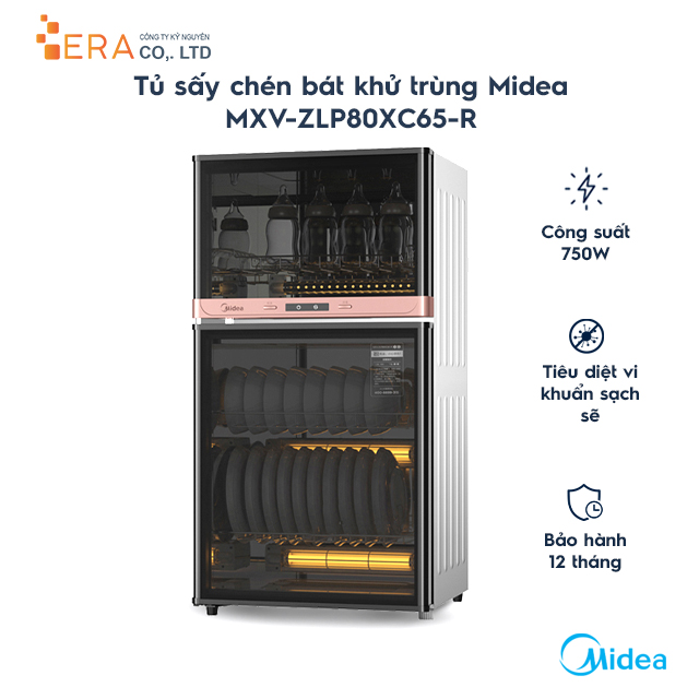 Tủ sấy chén bát khử trùng Midea MXV-ZLP80XC65-R (750W) - Hàng Chính Hãng