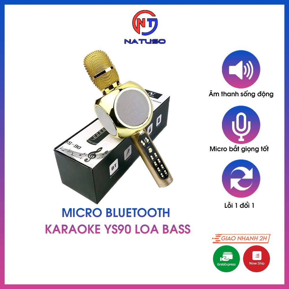 Micro karaoke bluetooth YS90 đa năng loa bass không dây, chỉnh được nhiều tone giọng