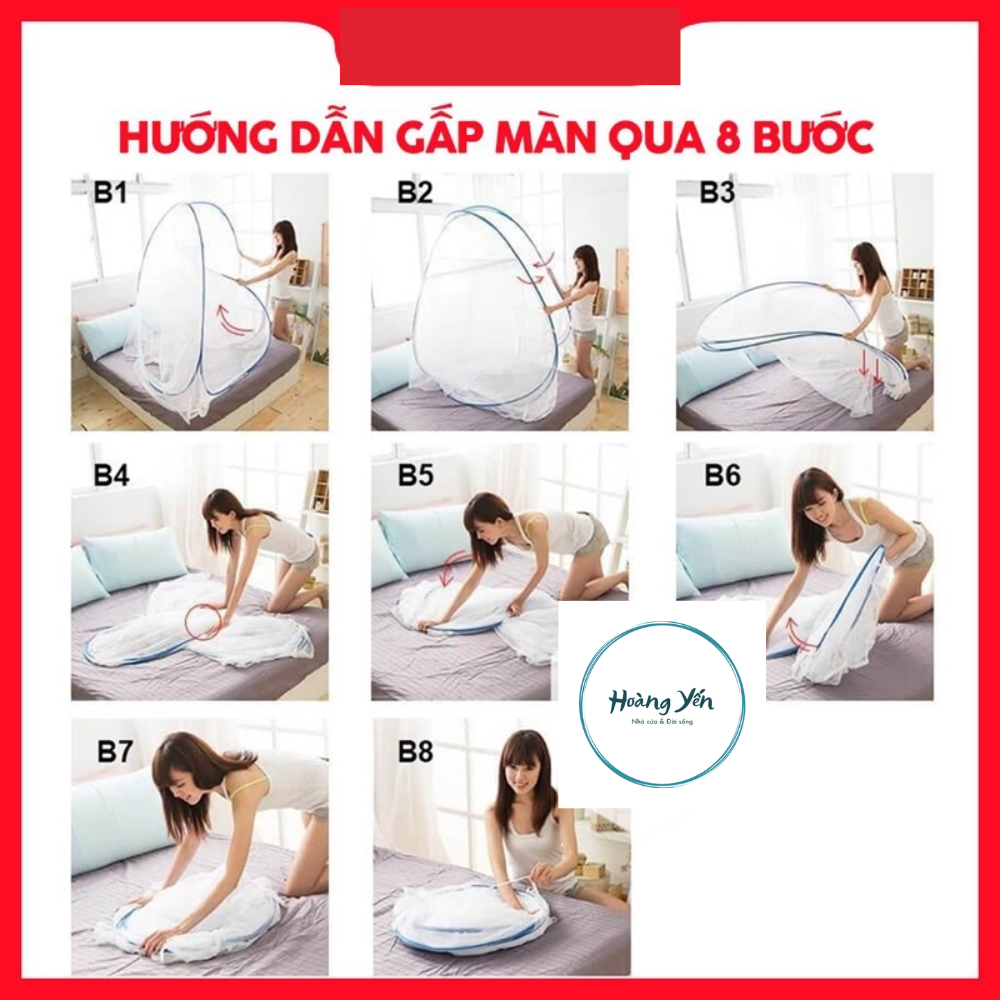 Màn chụp tự bung người lớn trẻ em gấp gọn tiện dụng , mùng chụp cho bé ngủ chống muỗi - côn trùng size 1m8 x 2m