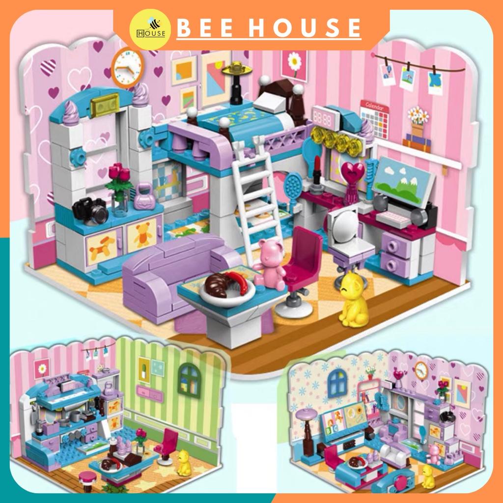 Bộ đồ chơi lắp ráp phong cách DIY house mô hình các căn phòng ngủ nhà bếp phòng khách trong nhà sáng tạo