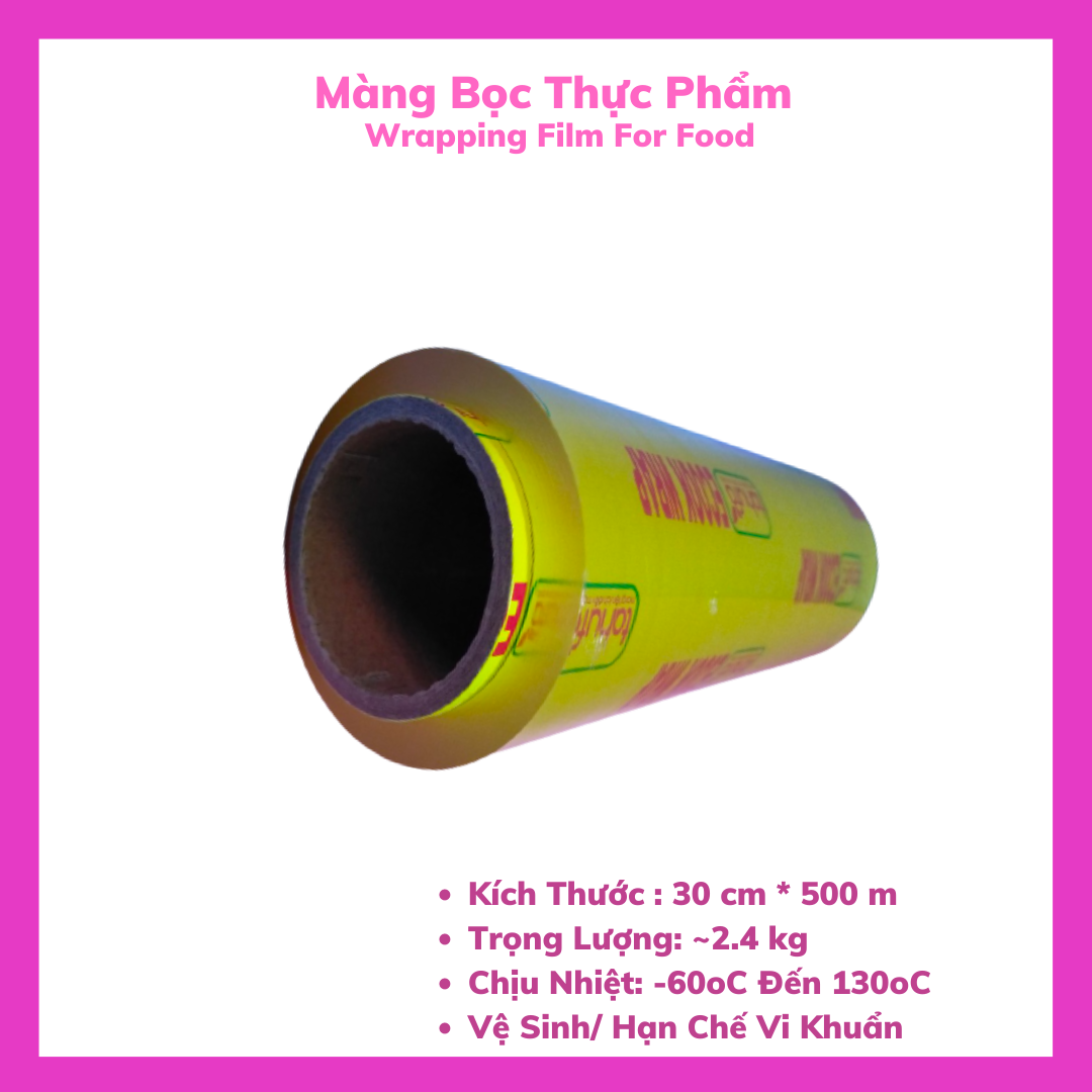 1 Hộp Màng bọc thực phẩm loại có thanh cắt tiện lợi - Loại To - Dùng cho Siêu Thị, Nhà Hàng - 30 CM * 500 M  / 1 Box Of Wrapping Film For Food - Large Size For Restaurant or Suppermarket - 30C M * 500 M