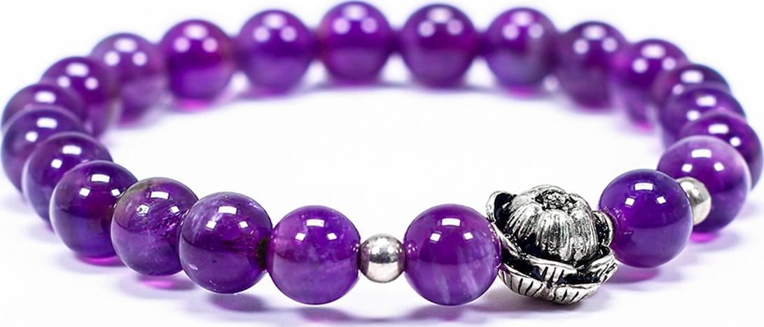 Vòng tay cho bé đá thạch anh tím charm hoa sen mệnh hỏa. thổ - Ngọc Quý Gemstones