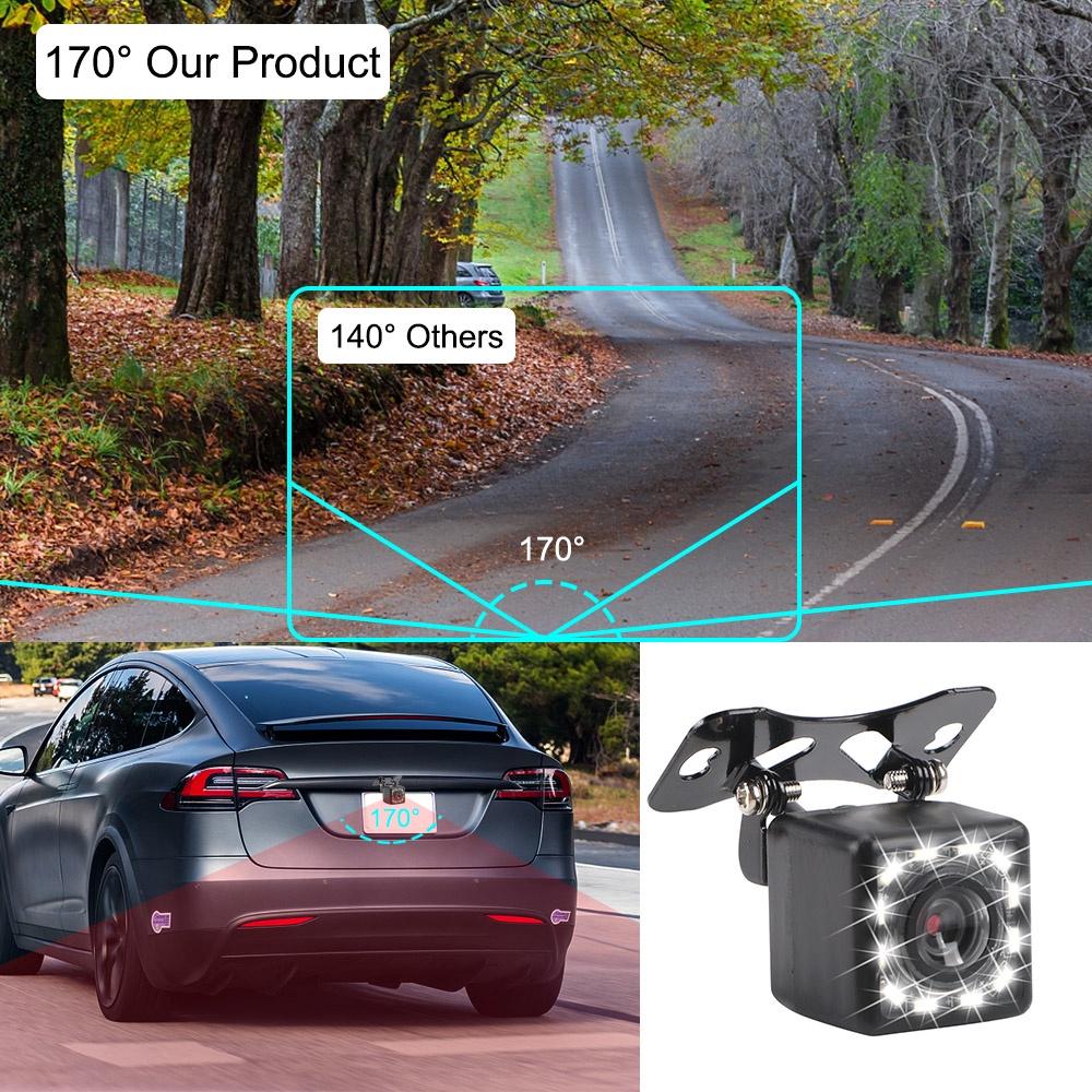 Camera chiếu hậu 12 bóng LED 5 inch chống thấm nước kèm giá đỡ tiện dụng cho xe hơi