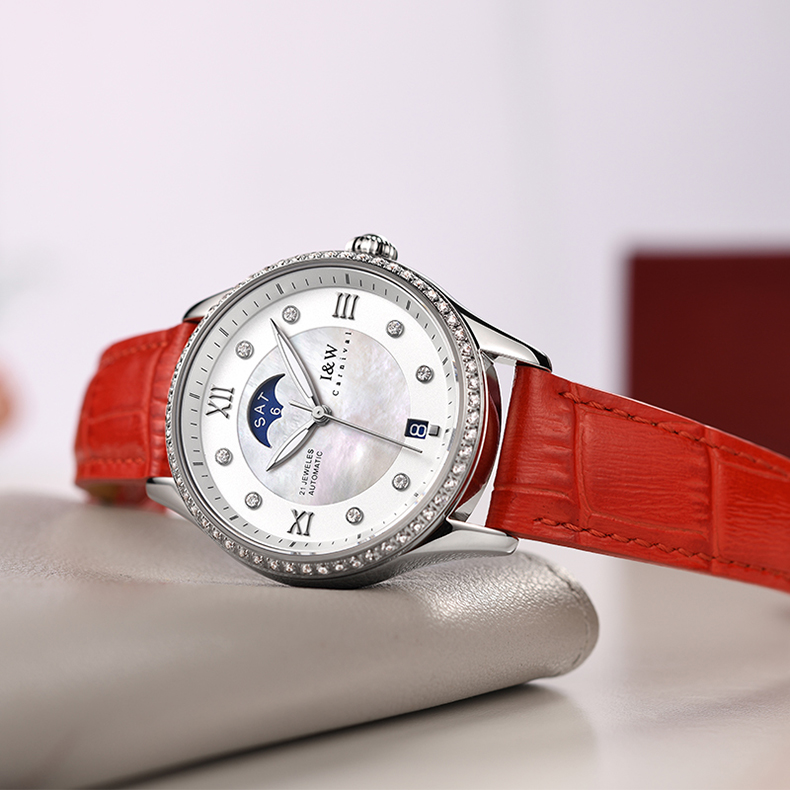 Đồng hồ nữ chính hãng I&W CARNIVAL IW582G-3 Kính sapphire ,chống xước ,Chống nước 30m ,Bảo hành 24 tháng,Máy cơ (Automatic),dây da cao cấp, thiết kế đơn giản dễ đeo