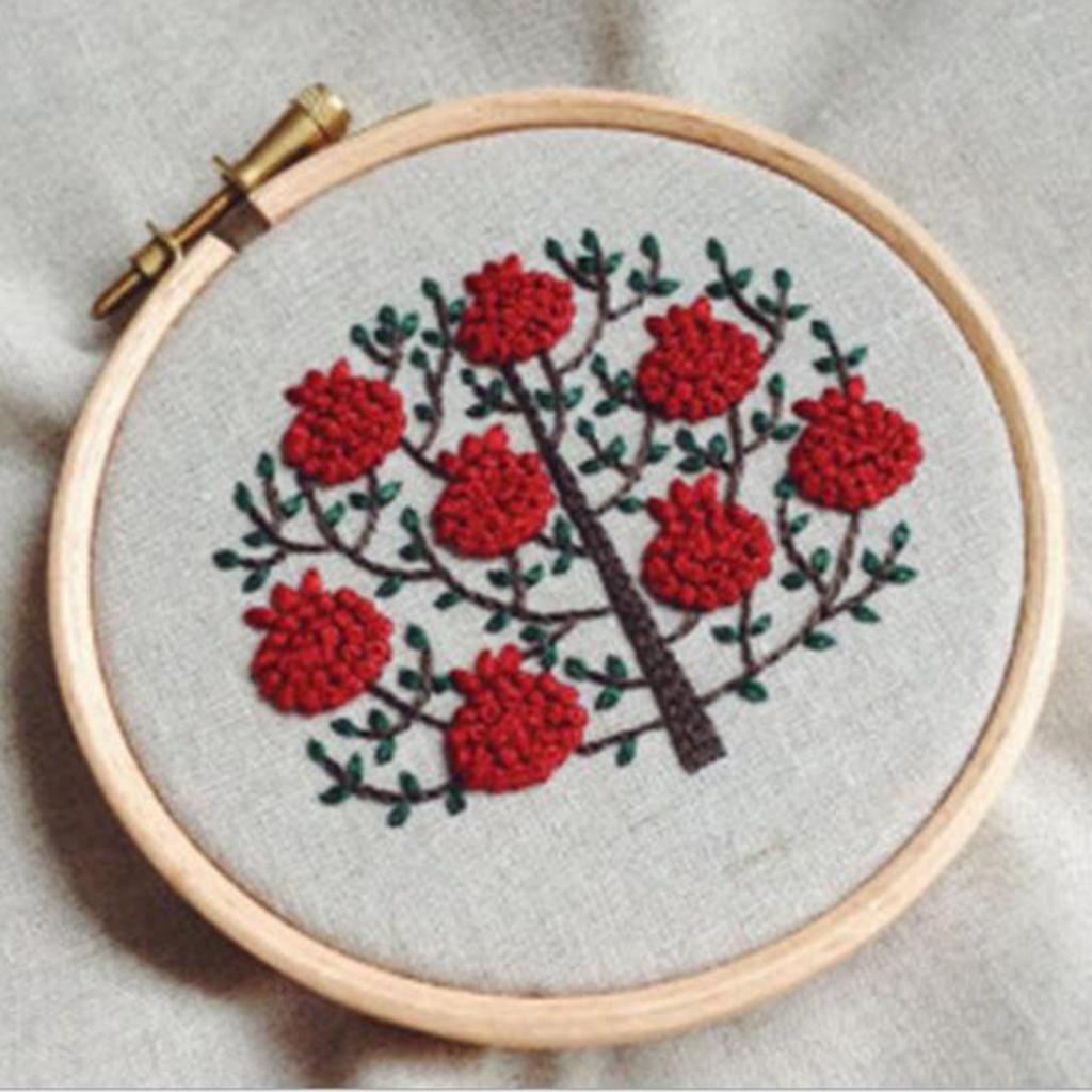 Cross Stitch Stamped Embroidery Kit with Embroidery Hoop - Flower